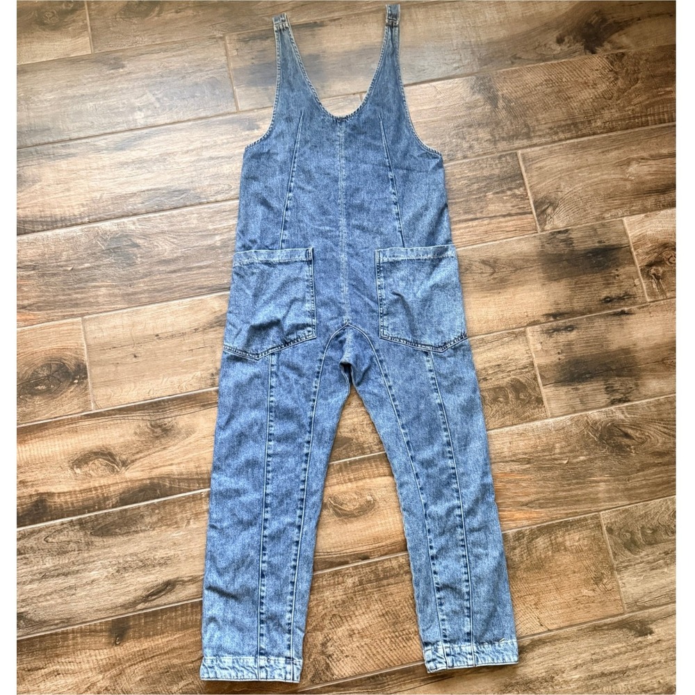 We The Free Women's High Roller Oversized Denim Jumpsuit, Medium Wash, XS